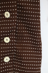 1960S Collared Polka Dot Dress - Brown S