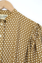 1950S Polka Dot Tea Dress - Brown XS