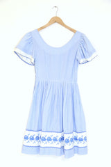 1950S Gingham Dress - Blue S