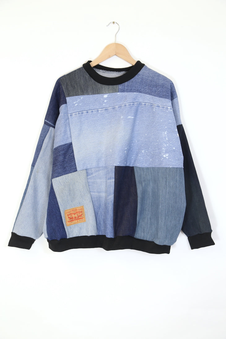 Rework Denim Patch Sweatshirt – Loot Vintage