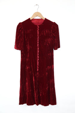 1960S Velvet Mini Dress - Red S