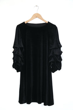 1980S Velvet Evening Mini Dress -  Black M