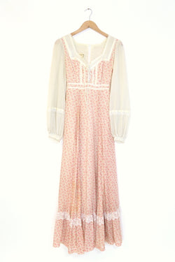 1970S Gunne Sax Maxi Dress - Pink M