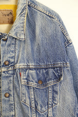 1980S Levi's X Hudson's Bay Blanket Lined Denim Jacket - Blue L